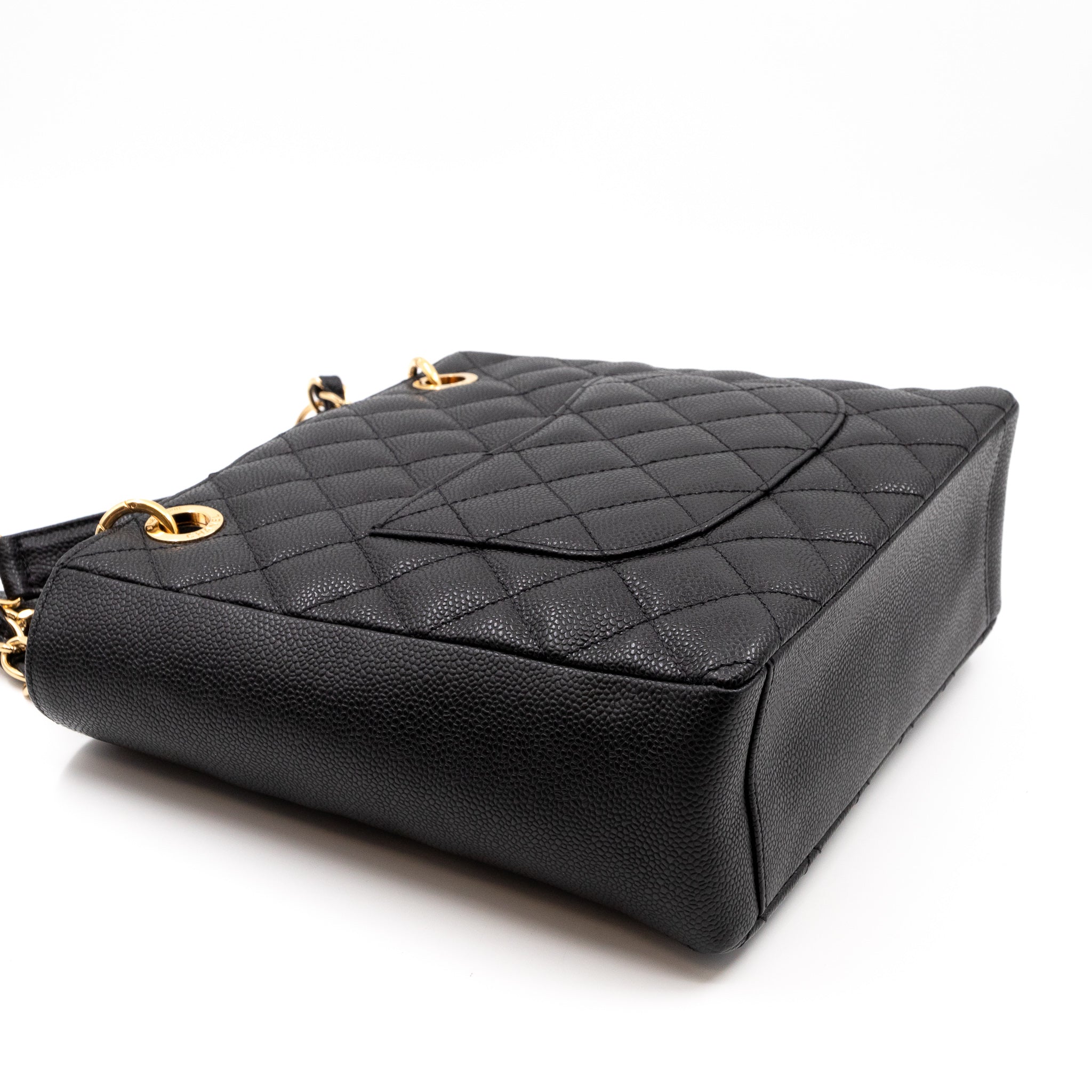 PST Petite Shopping Tote Black Caviar Gold