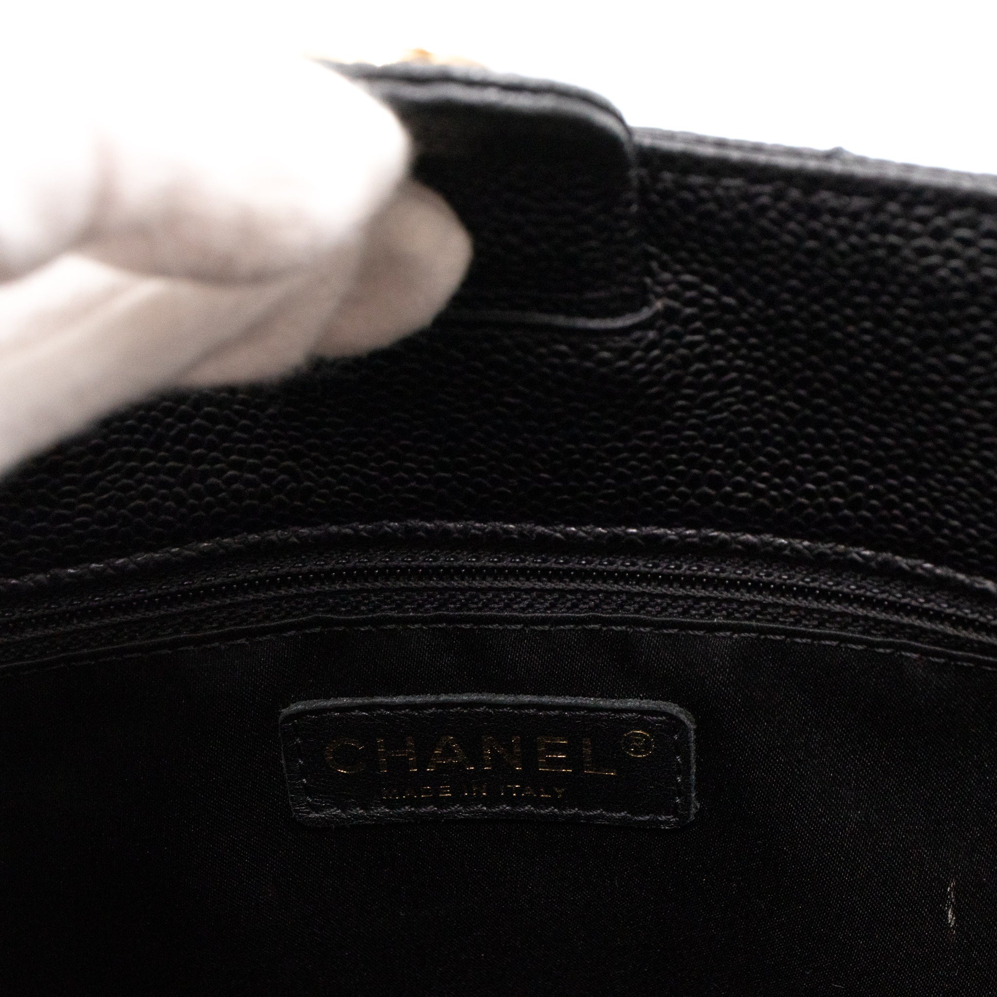 PST Petite Shopping Tote Black Caviar Gold