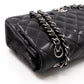Classic Double Flap Bag Medium Black Leather Silver