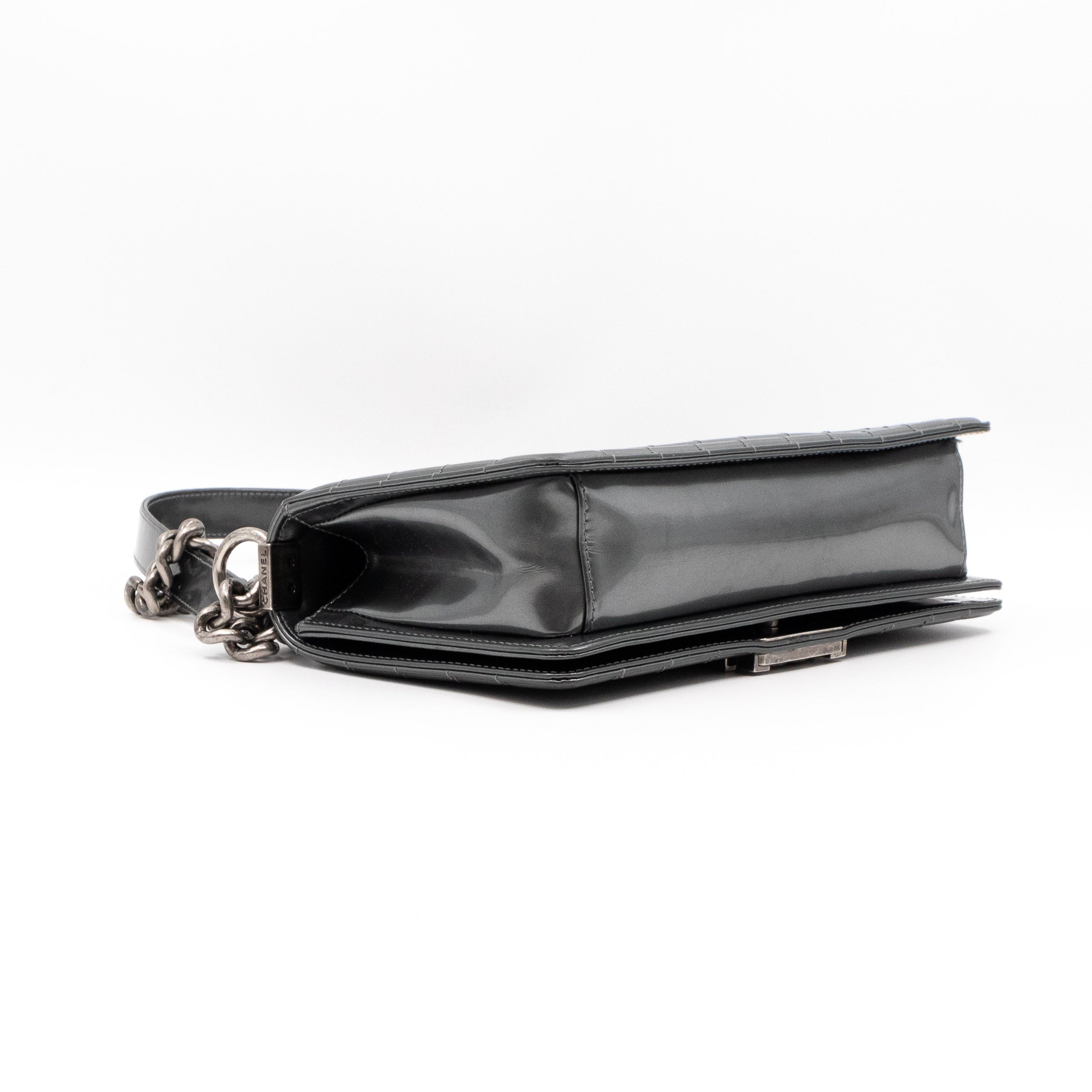 Boy Bag Old Medium Grey Patent Leather