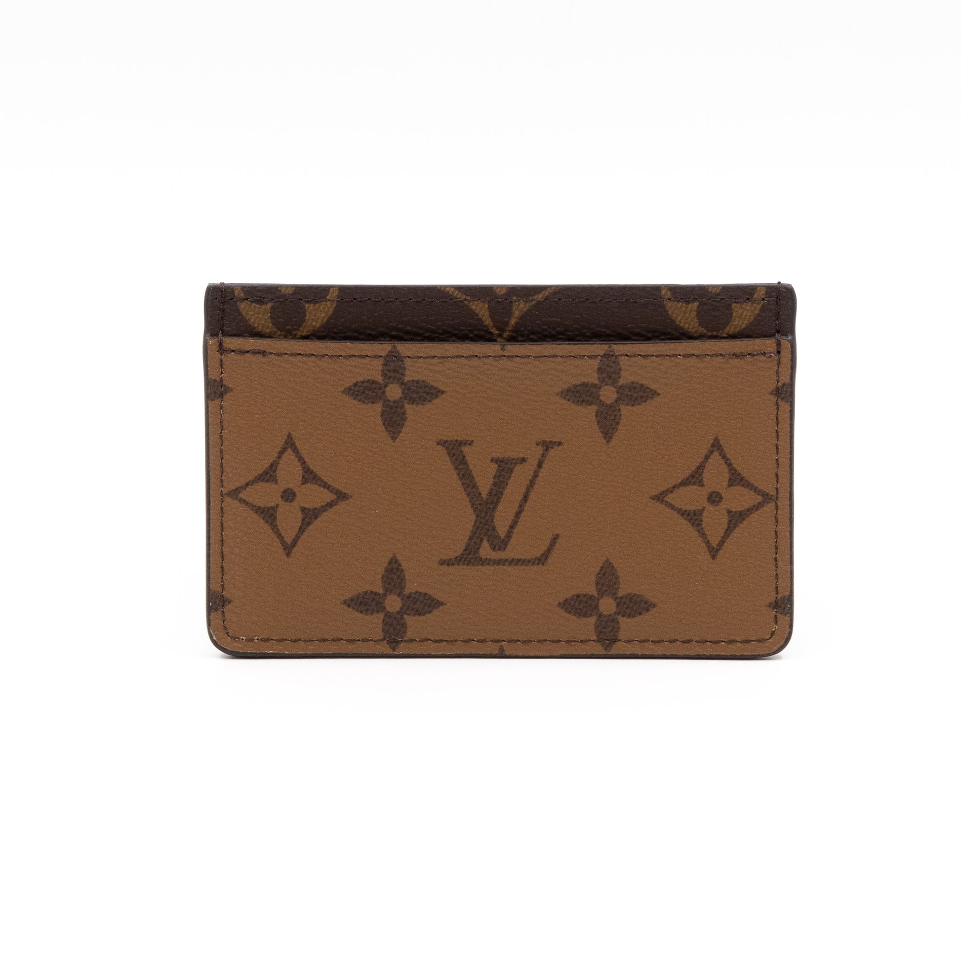 Louis Vuitton Women's Pre-Loved Card Holder, Reverse Monog, Brown, One Size