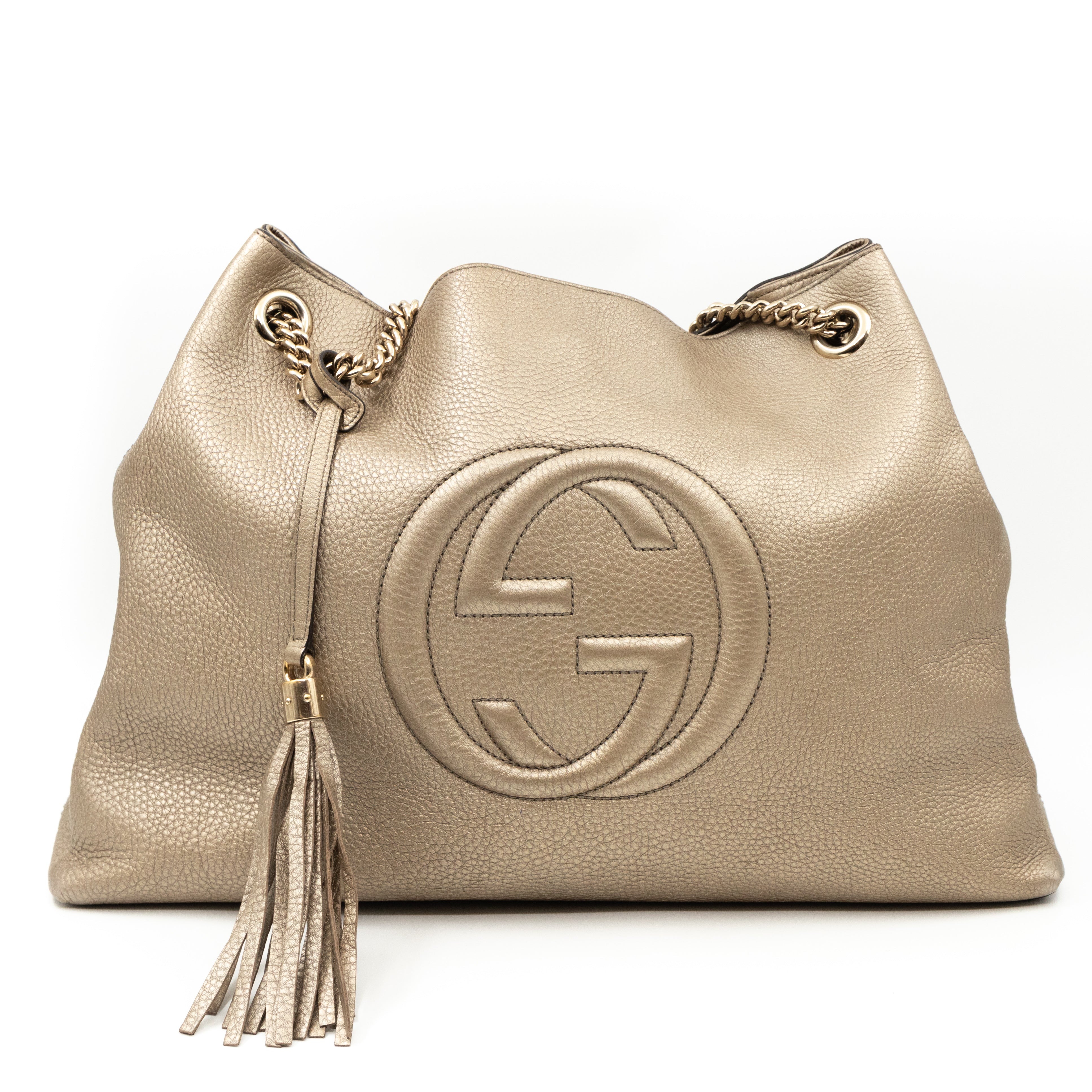 Soho Tassel Chain Large Champagne Leather